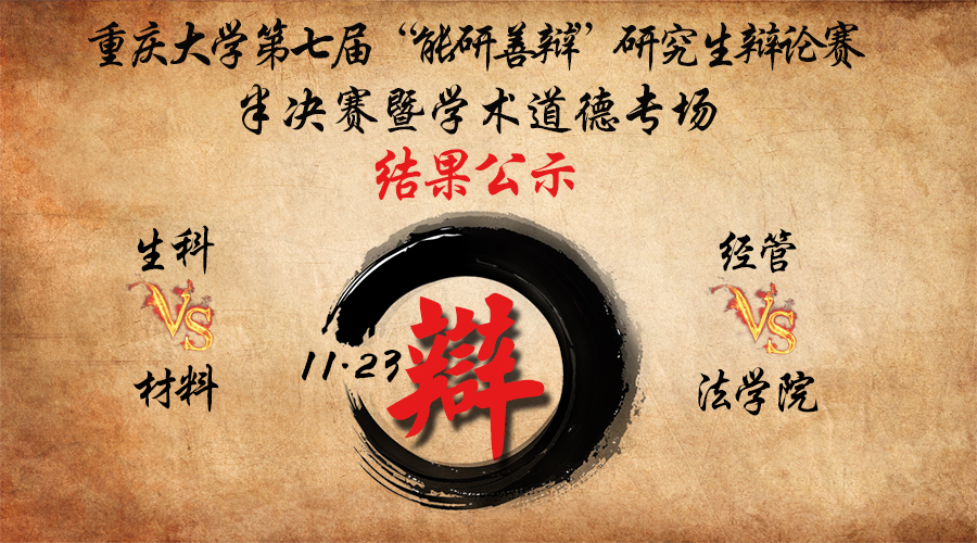 重庆大学第七届研究生辩论赛半决赛结果公示